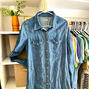 The Gap Denim Jeans Dress XL with Pockets Button Snap Long Sleeve Fall